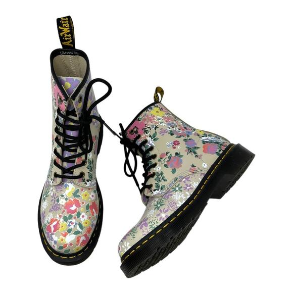 Dr. Martens Floral Print Combat Boots Size 7 - Picture 2 of 12